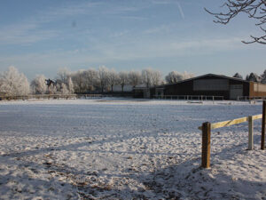 Ausblick des Stalles im Winter